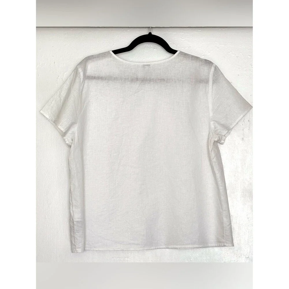 J.Crew Linen-Blend Button-Shoulder Shirt White Size Large